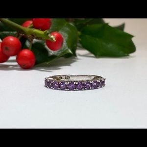 Sterling Silver Stackable Ring with Purple Stones